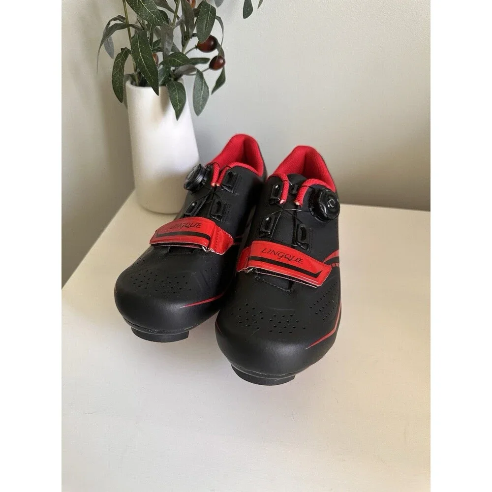 Linque LQ1 Road Cycling Shoes - Men’s 7.5 / EU 40 - Black Red - Cleats Included